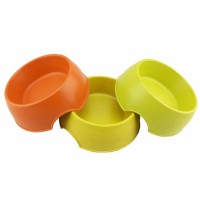 Green Round Pet animal plates bowl bamboo fiber pet bowl with round shape