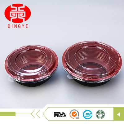 Dingye 1000ml round plastic disposable microwavable bowls with anti-fog lid