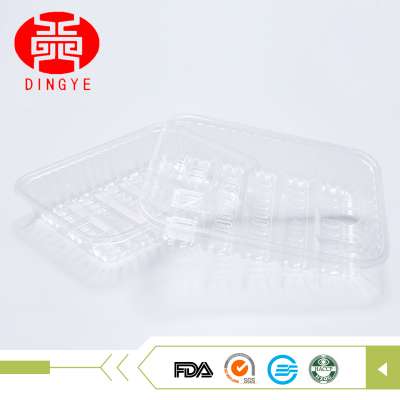 Customized rectangle plastic disposable tray pastry box for packing