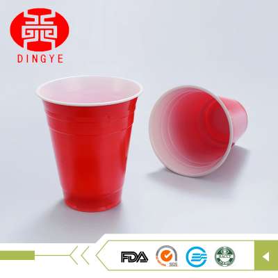 Double color 16oz disposable plastic solo unbreakable cups with roll rim