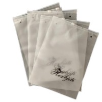 60um thickness frosted reclosable poly EVA  slider zipper ziplock bags with black logo printing