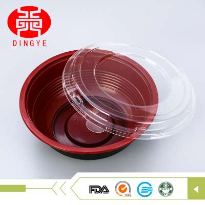 Hot sale balck red 700ml plastic disposable packing soup bowl with lid