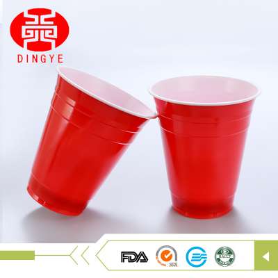 Drinking using plastic reusable red color double wall cup for party