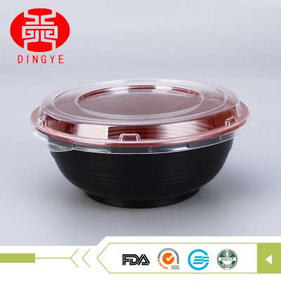 Italy noodles bowls/Anti-fog lid black red restaurant miso soup bowls for take away